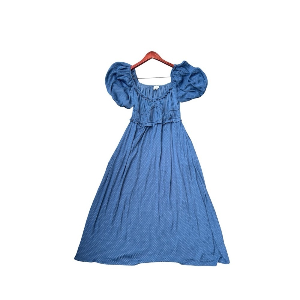 DRA Los Angeles Lola Puff Sleeve Midi Dress Peasant Swiss Dot - Picture 2 of 10